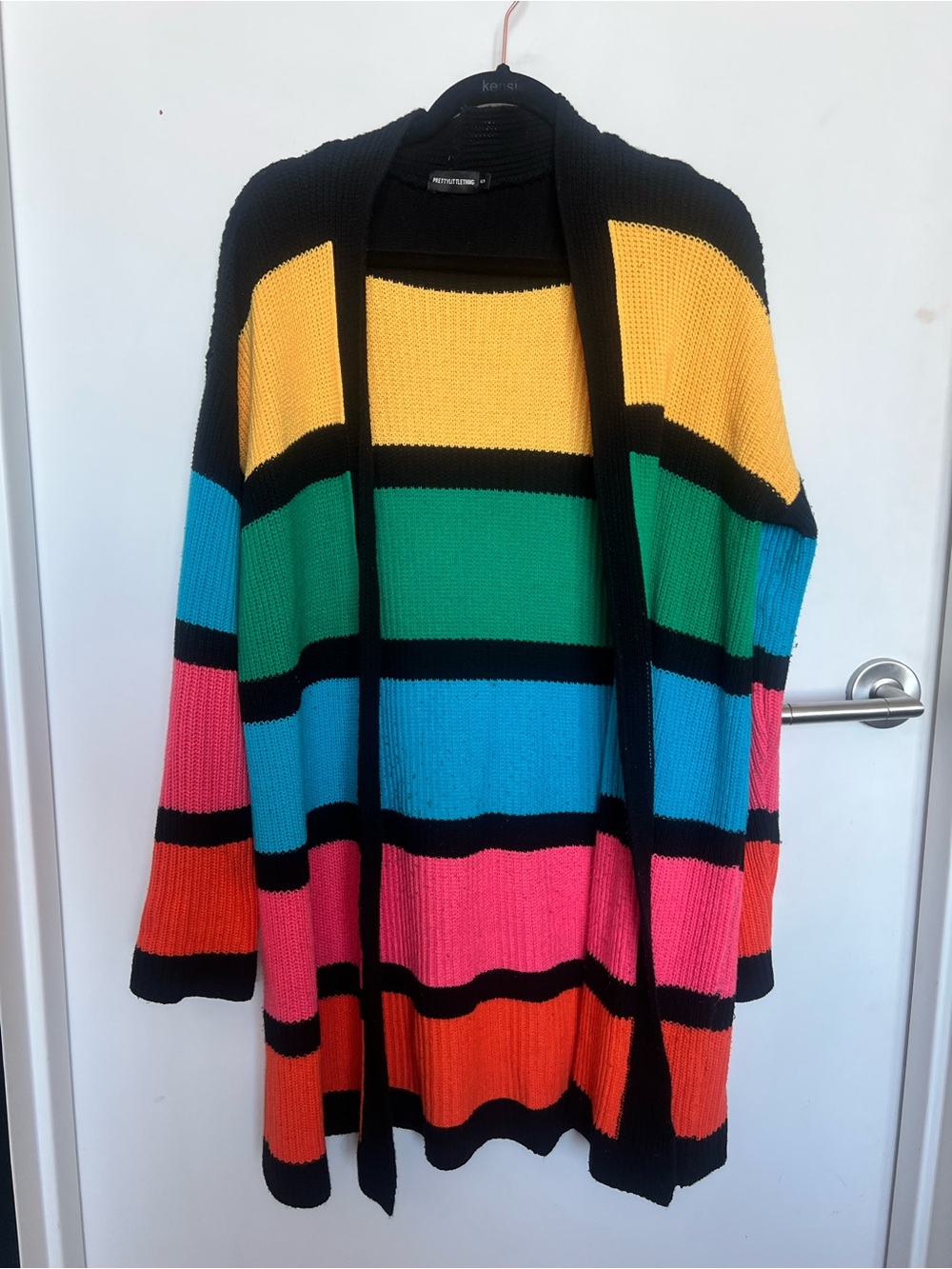 Colorblock Open-Front Cardigan Sweater - Multicolor